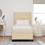 Lit à ressorts vidaXL avec matelas et LED Crème 100x200 cm en tissu