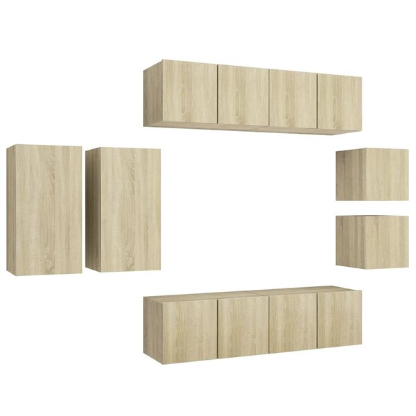 vidaXL Ensemble de meubles TV 8 Pièces Chêne sonoma Bois d'ingénierie