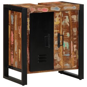 vidaXL Cabinet de Salle de Bain Multicolore 55x35x60 cm en Bois Massif Récupéré