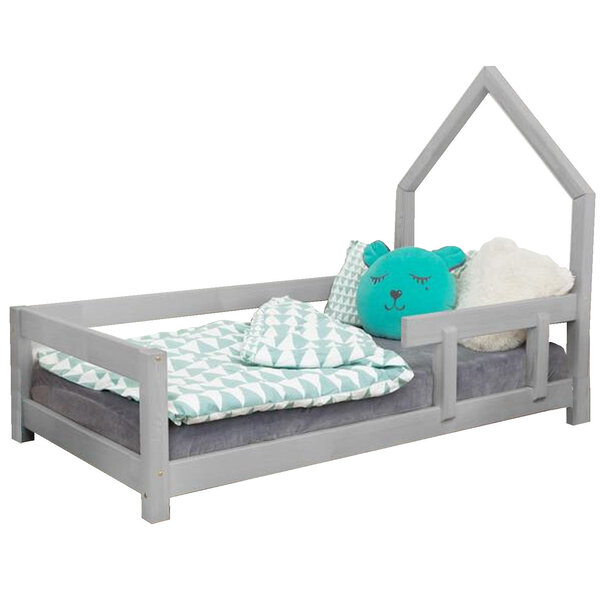Lit cabane enfant POPPI 120 x 190 gris clair 1