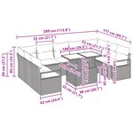 Ensemble de canapé de jardin 10 pièces avec coussins beige poly rotin