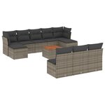 vidaXL Salon de jardin 11 Pièces avec coussins gris résine tressée