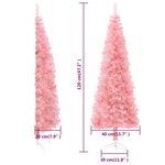 vidaXL Demi sapin de Noël artificiel mince avec support Rose 120 cm