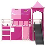 vidaXL Lit superposé avec toboggan et rideaux rose 90x190 cm
