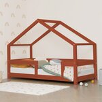 Lit cabane enfant LUCKY 70 x 160 rouge brique