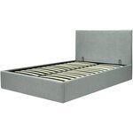 Lit coffre adulte MARTIN - Couchage 140 x 190 cm - Gris clair - Sommier à lattes - 201 x 146 x 99 cm