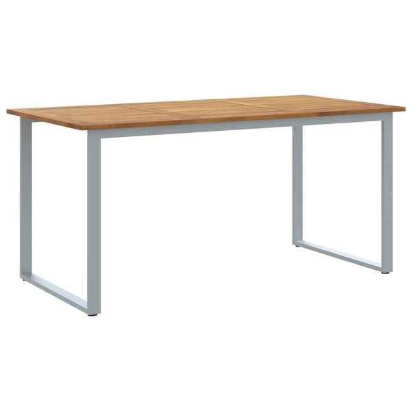 Table de Salle à Manger d'extérieur vidaXL Grise 160x80x75 cm en Acier et Bois Solide d'Acacia