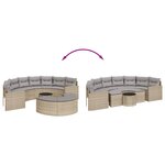vidaXL Salon de jardin 3 Pièces demi-rond beige résine tressée