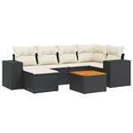 vidaXL Salon de jardin 7 Pièces avec coussins noir résine tressée