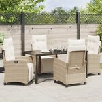 vidaXL Ensemble de jardin 5 pièces beige en rotin poly