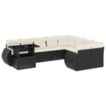 vidaXL Salon de jardin 10 Pièces avec coussins noir résine tressée