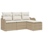 Ensemble Canapés Jardin 4 Pièces avec Coussins Beige Poly Rattan