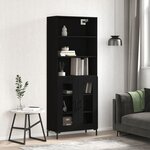 vidaXL Buffet haut Noir 69 5x34x180 cm Bois d'ingénierie