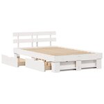 vidaXL Cadre de lit avec tiroirs Blanc 135x190 cm Bois de pin massif