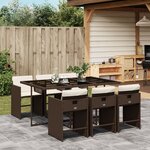 vidaXL Ensemble à manger de jardin et coussins 7 Pièces marron rotin