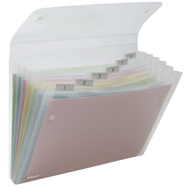 Trieur à soufflets Polypro Ice 6 pochettes transparent REXEL