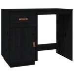 Bureau table poste de travail meuble d'ordinateur informatique étude 95 x 50 x 75 cm bois massif de pin noir 02_0023927