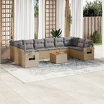 vidaXL Salon de jardin 11 Pièces avec coussins beige résine tressée