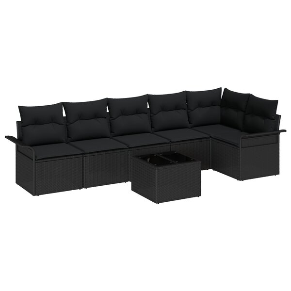 vidaXL Set de canapé de jardin modulaire à 7 pièces avec coussins beiges en poly rattan