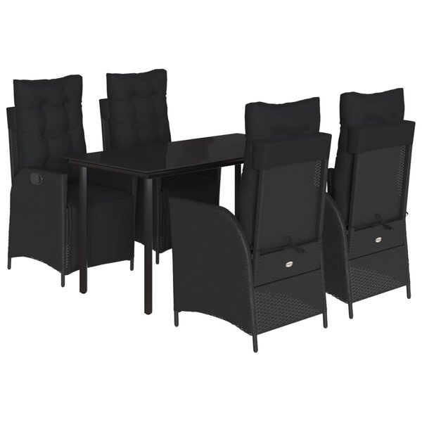 vidaXL Ensemble à manger de jardin coussins 5Pièces Noir Résine tressée