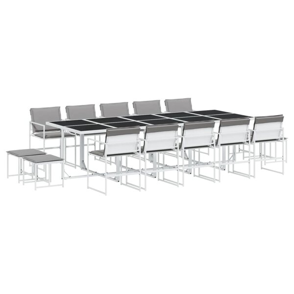 vidaXL Ensemble à manger de jardin avec coussins 15Pièces blanc textilène