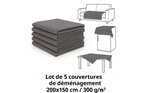 Lot de 5 couvertures de déménagement 150x200 cm - 300 g/m²  Protection Meubles et Objets Fragiles  Couvertures Résistantes  Réutilisables et Épaisses - Idéales pour Transport et Stockage