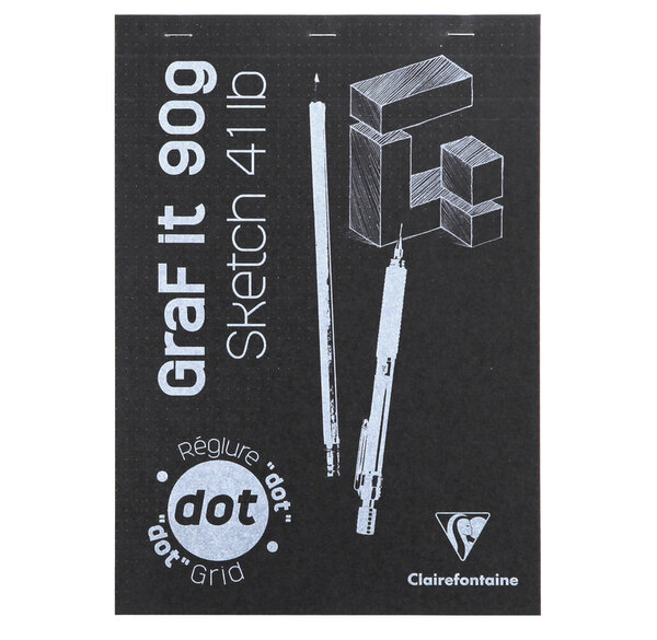 Bloc encollé GraF it Dot A4 80F 90g Blanc Couverture coloris Aléatoire CLAIREFONTAINE