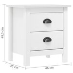 vidaXL Tables de chevet Hill 2 Pièces Blanc 46x35x49 5 cm Bois pin solide