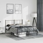 vidaXL Cadre de lit métal sans matelas avec pied de lit noir 135x190cm
