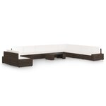 vidaXL Salon de jardin 11 Pièces avec coussins Marron Résine tressée