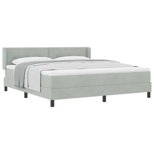 Lit box spring vidaXL avec matelas Gris clair 180x200 cm Velours