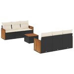 vidaXL Salon de jardin 7 Pièces avec coussins noir résine tressée