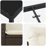 vidaXL Ensemble de salle à manger de jardin de 3 pièces avec coussins en poly rattan marron