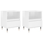 vidaXL Tables de chevet 2 Pièces blanc brillant 40x35x50 cm