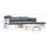 vidaXL Salon de jardin palette 4 Pièces avec coussins gris Bois