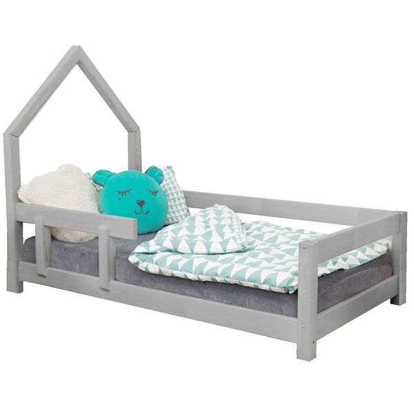 Lit cabane enfant POPPI 120 x 190 gris clair 2