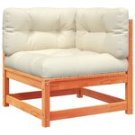vidaXL Salon de jardin 3 Pièces avec coussins cire marron bois pin massif