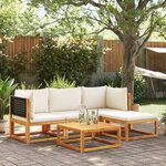 vidaXL Salon de jardin avec coussins 5 Pièces Bois d'acacia solide