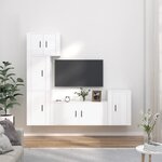 vidaXL Ensemble de meubles TV 5 Pièces Blanc brillant Bois d'ingénierie