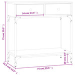 vidaXL Table console chêne sonoma 75x34 5x75 cm bois d'ingénierie