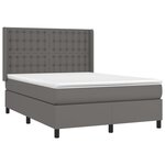 vidaXL Sommier à lattes de lit matelas LED Gris 140x200 cm Similicuir