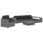 vidaXL Salon de jardin 8 Pièces avec coussins résine tressée gris