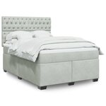 vidaXL Sommier à lattes de lit et matelas Gris clair 140x200cm Velours
