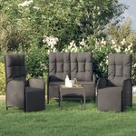 vidaXL Ensemble à manger de jardin avec coussins 3 Pièces Noir
