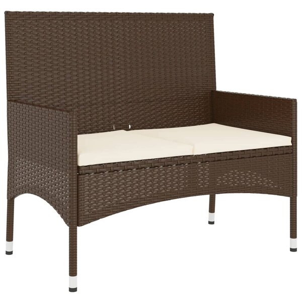 vidaXL Banc de jardin à 2 places avec coussins Marron Résine tressée