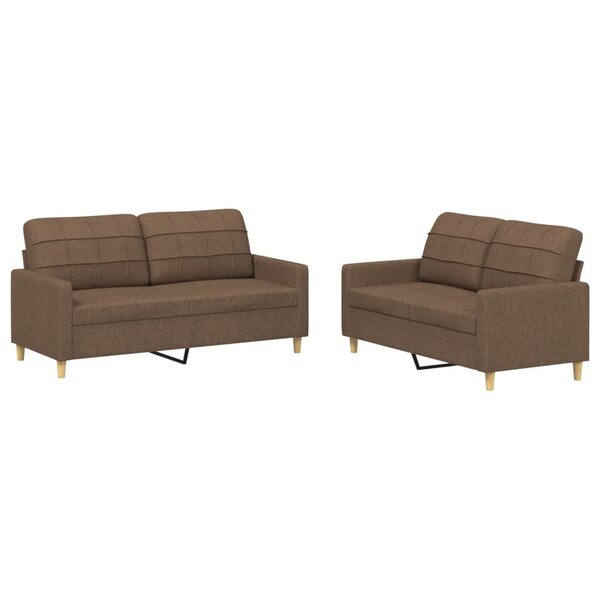vidaXL Ensemble de canapés 2 Pièces avec coussins Marron Tissu