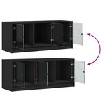 vidaXL Meuble TV avec portes en verre noir 102x37x42 cm