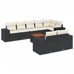 vidaXL Salon de jardin 9 Pièces avec coussins noir résine tressée