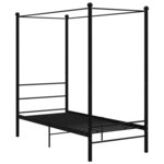 vidaXL Cadre de lit à baldaquin sans matelas noir métal 100x200 cm
