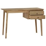 Bureau table poste de travail meuble d'ordinateur informatique étude avec 2 tiroirs 110 x 52 x 75 cm bois de teck solide brun 02_0023381
